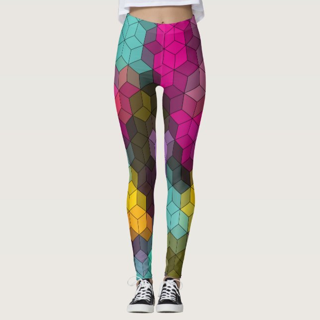 Leggings formes hexagones géométriques modernes Abstraites  (Devant)