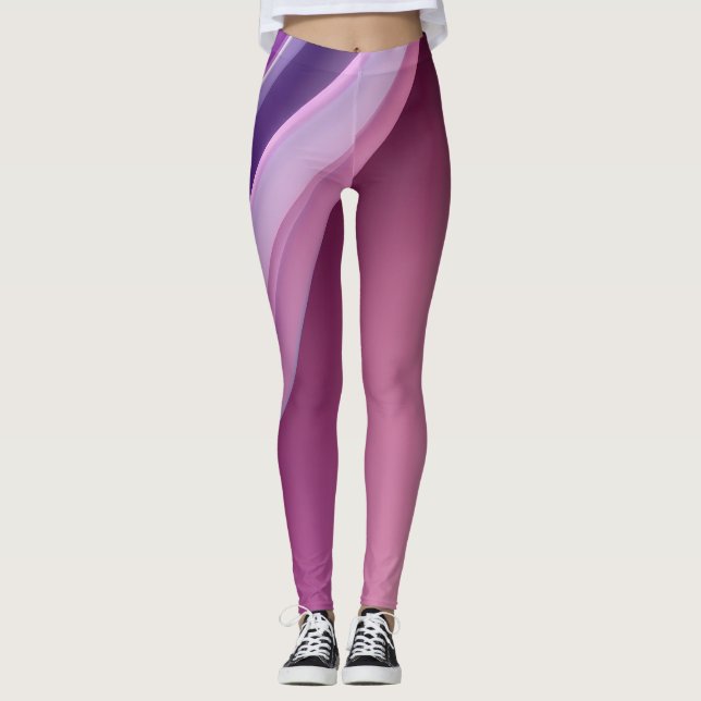 Leggings Formes roses et lavandes ondulées (Devant)