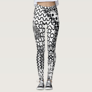 Leggings Fou, Funky, Motif noir et blanc, Cool