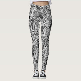 Leggings fouet cryptée pattes blanches noires