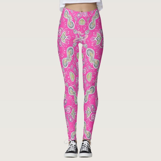 Leggings Foulard en nacre électrique (Devant)
