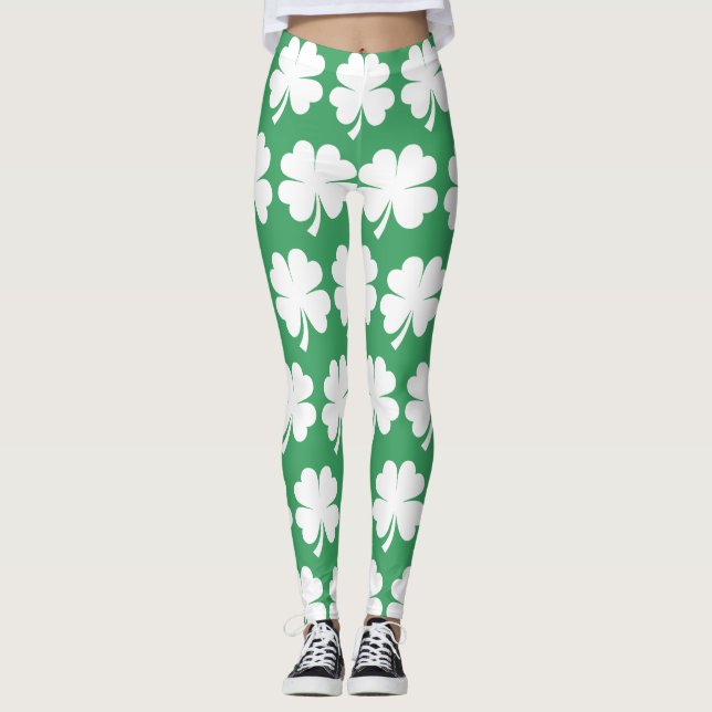 Leggings Four Leaf Lucky Clover Saint Patrick's Day (Devant)