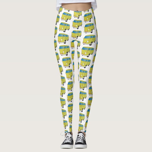 Leggings Fourgonnette verte lime classique de dessin animé (Devant)