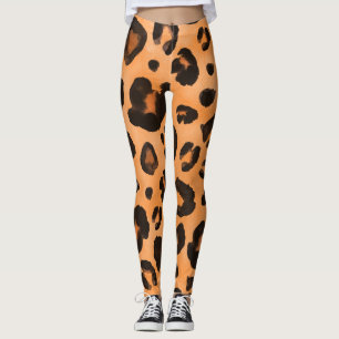 Leggings Fourrure de léopard, aquarelle, texture transparen