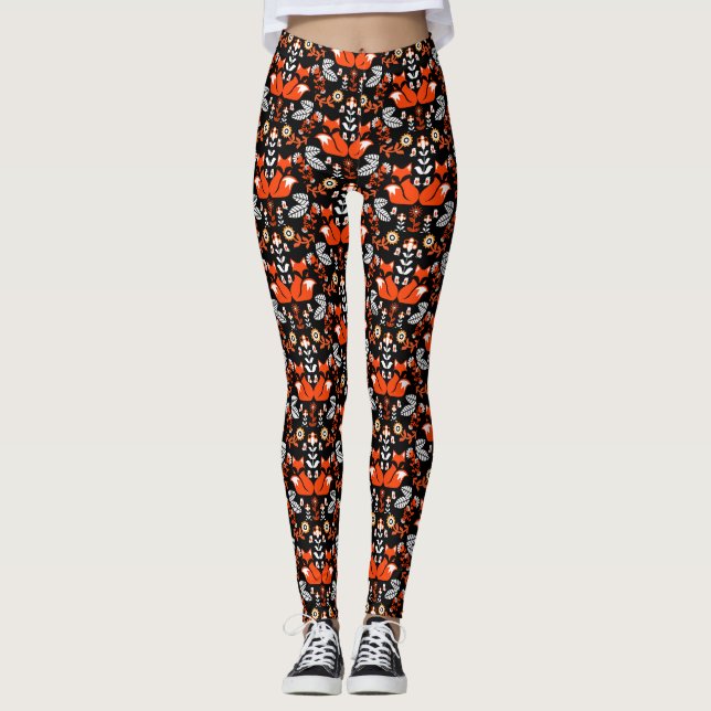 Leggings Fox Nordic Scandinavian Folk Art (Devant)