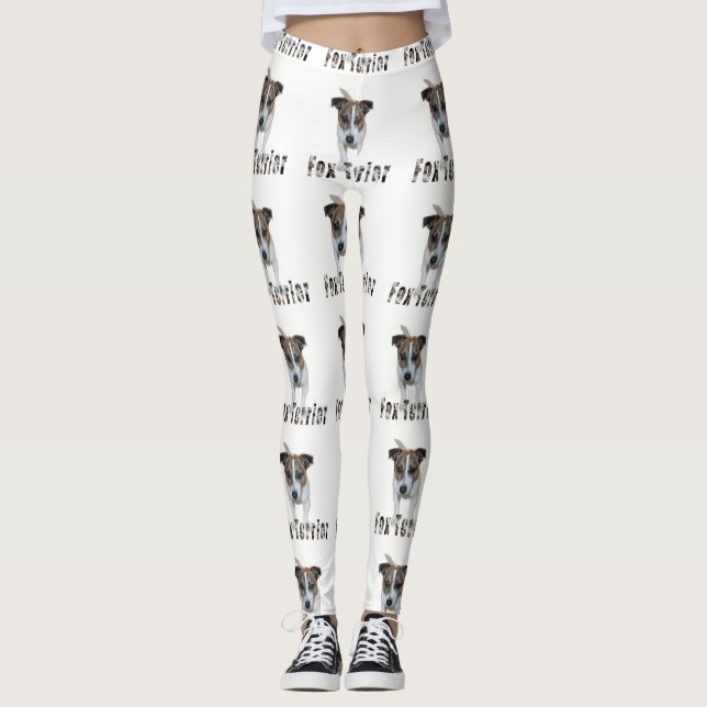 Leggings Fox Terrier Et Logo, Dames Légendes Blanches (Devant)