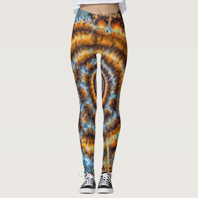 leggings fractaux bleus et or (Devant)