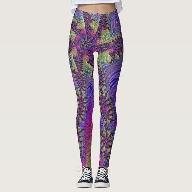 Leggings fractés néon (Devant)