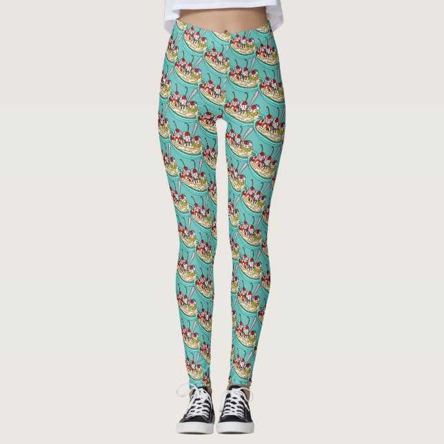 Leggings Fractionnement de banane à la crème glacée mignonn (Devant)