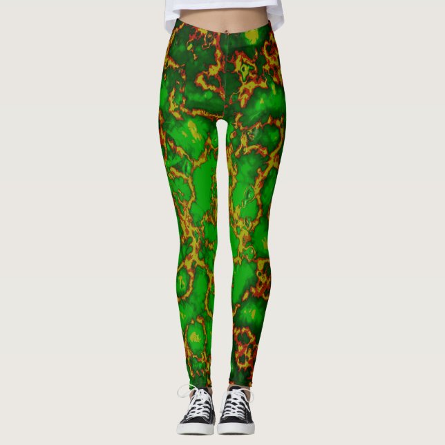 Leggings fractionnés de Grunge Vert (Devant)