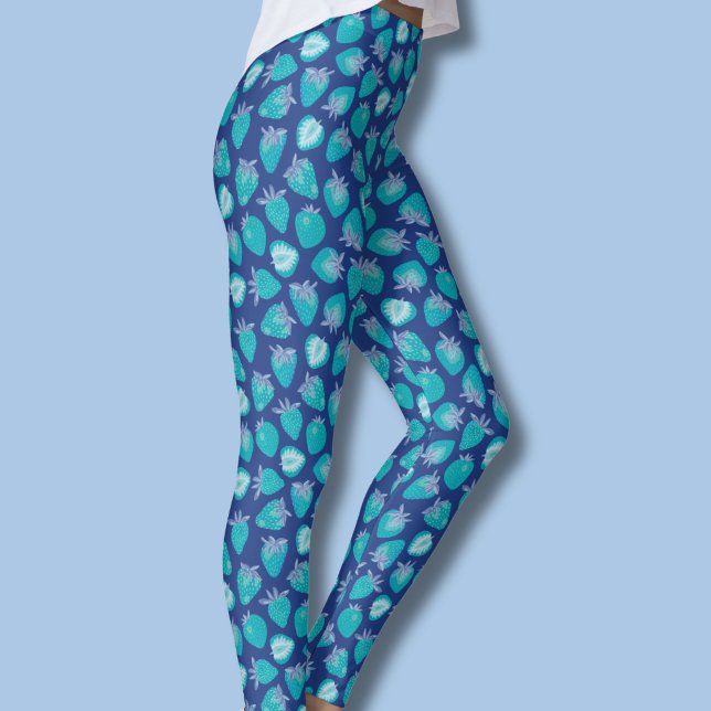 Leggings Fraise Bleue (Blue strawberry pattern leggings)