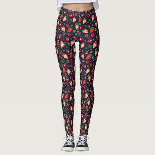 Leggings Fraises et cerises sur un arrière - plan sombre