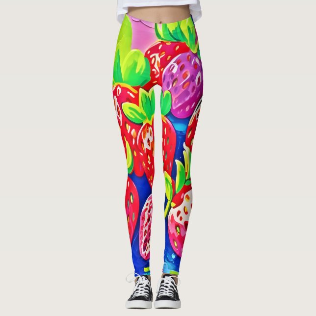 Leggings Fraises Pop Art (Devant)