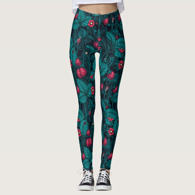 Leggings Fraises sauvages, rouges et bleues (Devant)