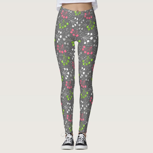 Leggings Framboise multicolore simple motif rétro années 6 (Devant)