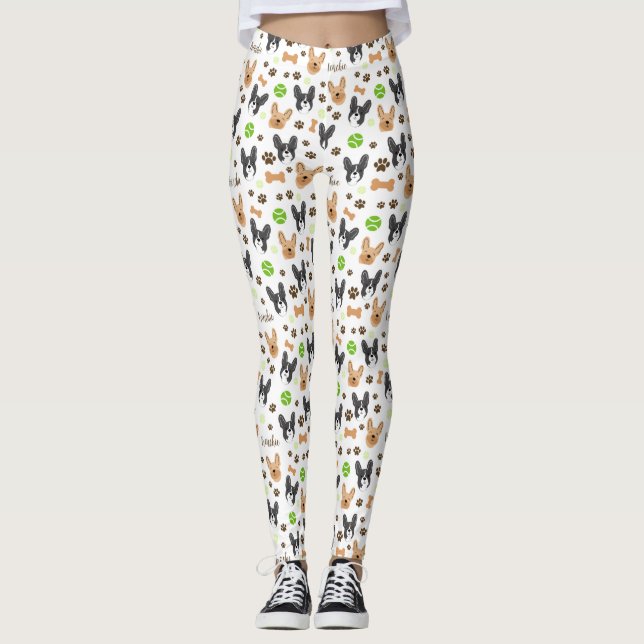 Leggings Français Bulldogs Tennis Balls mignon (Devant)
