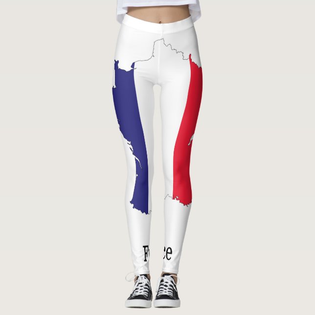 Leggings France Drapeau de la carte Souvenir Design (Devant)