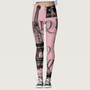 Leggings france voyage chic rose vintage paris tour eiffel