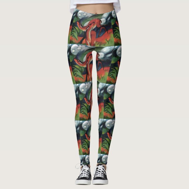Leggings Franz Marc Red Deer célèbre peinture féminine (Devant)