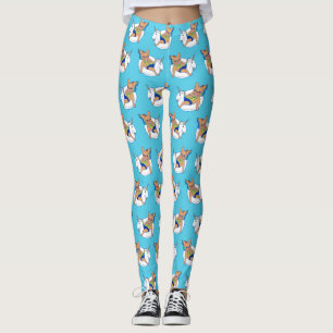 Leggings Frenchie apprécie l'été sur le flotteur de piscine