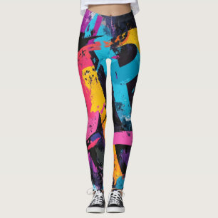 Leggings Fresque murale avec gouttes superposées et couleur