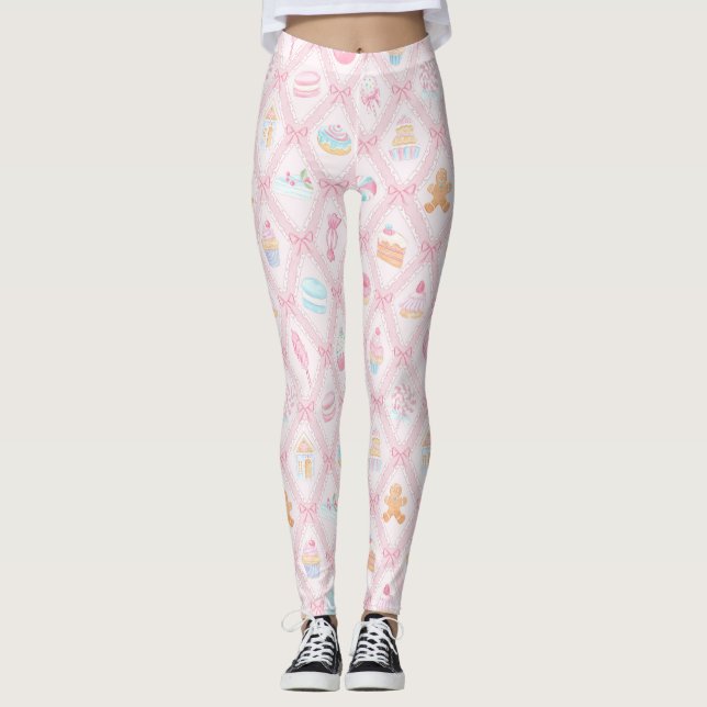 Leggings Friandises de vacances pastel sucrées avec des rub (Devant)