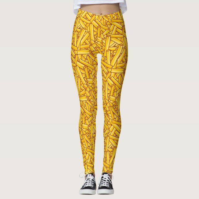 Leggings Fries Drôle Cartoon Chips Motif (Devant)