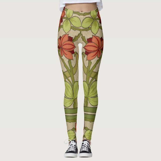 Leggings Frieze Bordure Art Nouveau Floral (Devant)