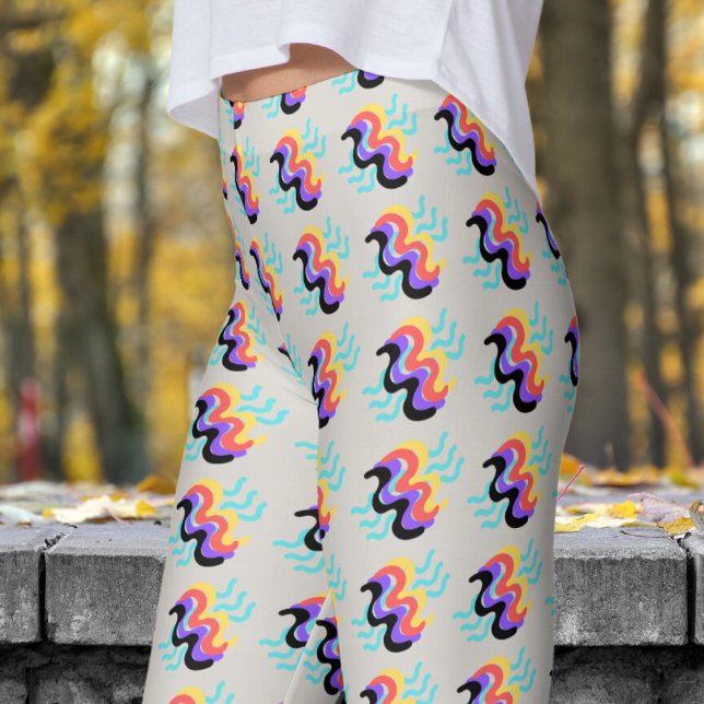 Leggings Frivoly Timberwolf blanc Motif de peinture de doig (Finger Paint on Timberwolf)