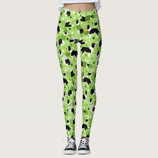 Leggings Frontale de la Saint Patrick Collie Motif (Devant)