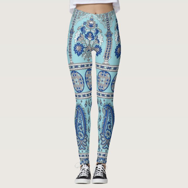 Leggings Frontière asiatique de Paisley : Design traditionn (Devant)