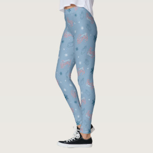 Leggings Frosty Snowman Blue Snowflake Motif