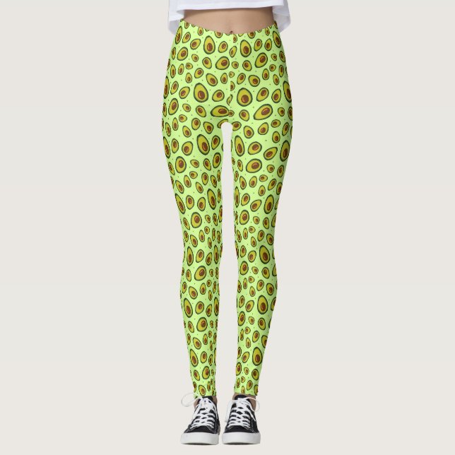 Leggings Fruit Avocado vert citron à motif (Devant)