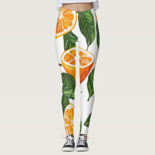 Leggings Fruit Botanique Orange Citrus Sans Couture