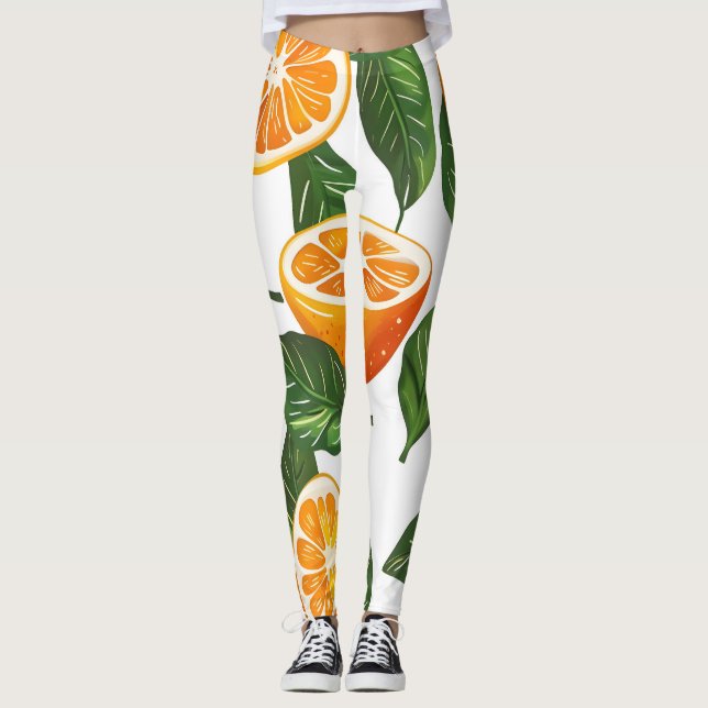 Leggings Fruit Botanique Orange Citrus Sans Couture (Devant)