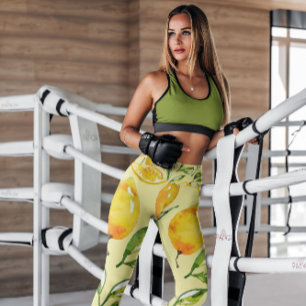 Leggings Fruit de tranche de citron Jaune à motif Légende