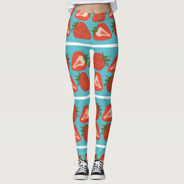 Leggings Fruit fraise : Motif Répété sans couture. (Devant)