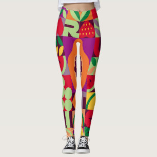 Leggings Fruit Rétro Géométrique : Vintage sans fil