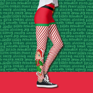 Leggings Fruit rouge & vert pour femmes Elf Noël mignonne