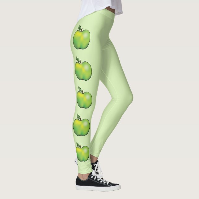 Leggings Fruits De Pomme De Carton Vert Sur Vert Clair (Droite)