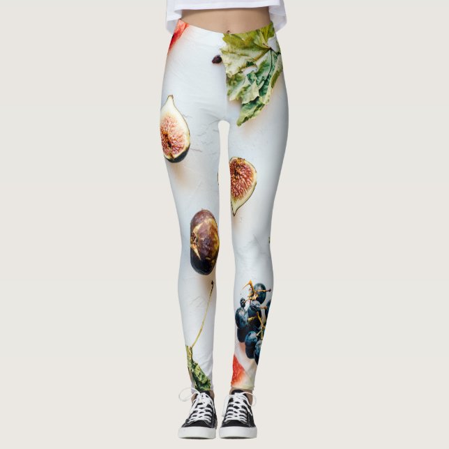 Leggings Fruits et aliments secs et motifs feuille (Devant)
