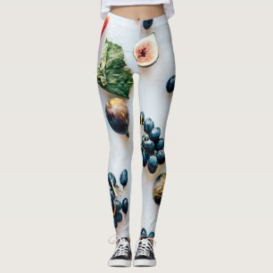 Leggings Fruits et aliments secs et motifs feuille
