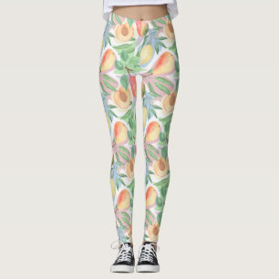 Leggings Fruits, pêches, poires, citrons, aquarelle