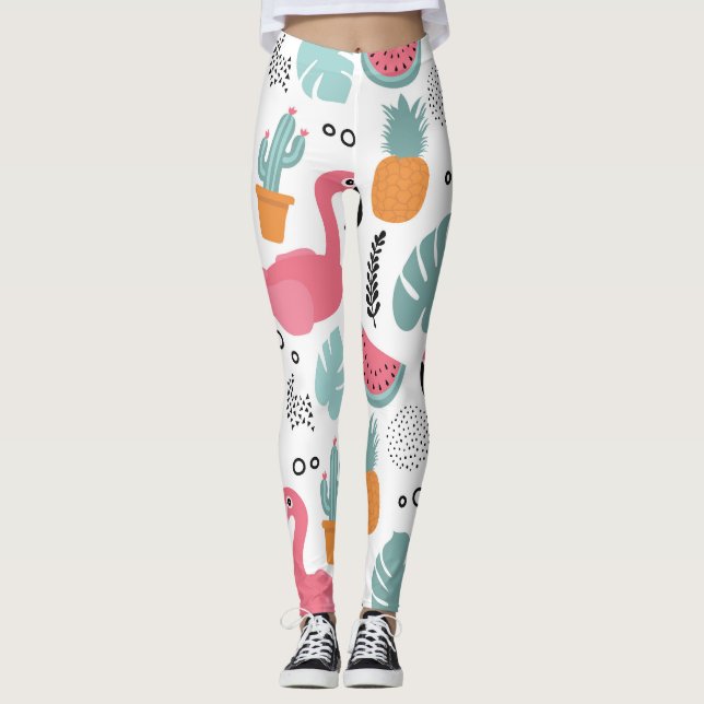 Leggings Fruits tropicaux : motif répétitif. (Devant)