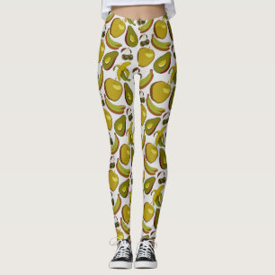 Leggings Fruits tropicaux sans couture motif jaune et blanc