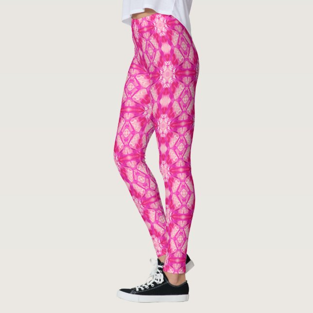 Leggings Fuchsia et Pastel Pink Tie Dye Motif (Gauche)