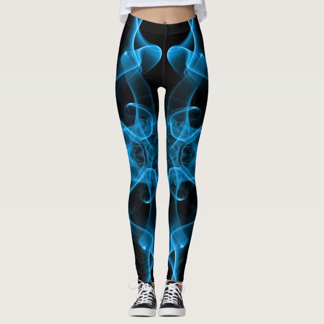 Leggings Fumée bleue symétrique minimaliste noir (Devant)