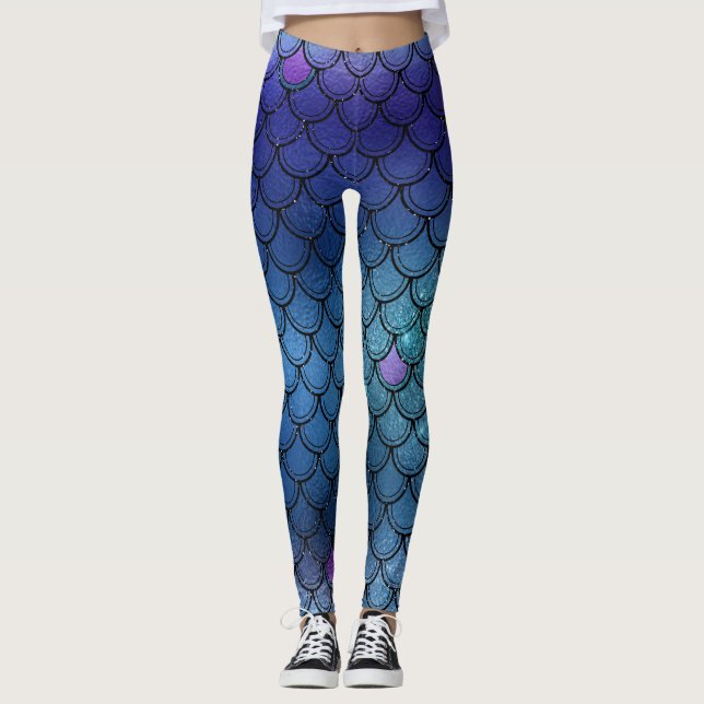 Leggings Fumée mauve, Turquoise et bleue (Devant)
