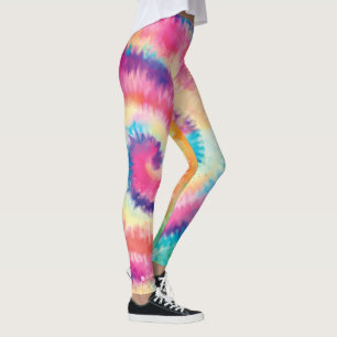 Leggings Fun 60s teint teint coloré Hippie Paix Love Swirl