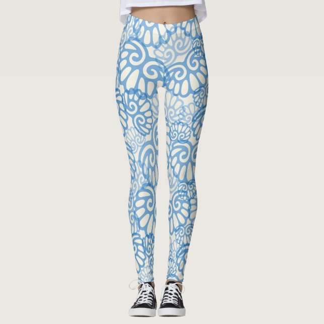Leggings Fun Blue Seashell (Devant)